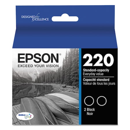 Epson T220120-D2 (220) DURABrite Ultra Ink, Black, 2PK T220120D2